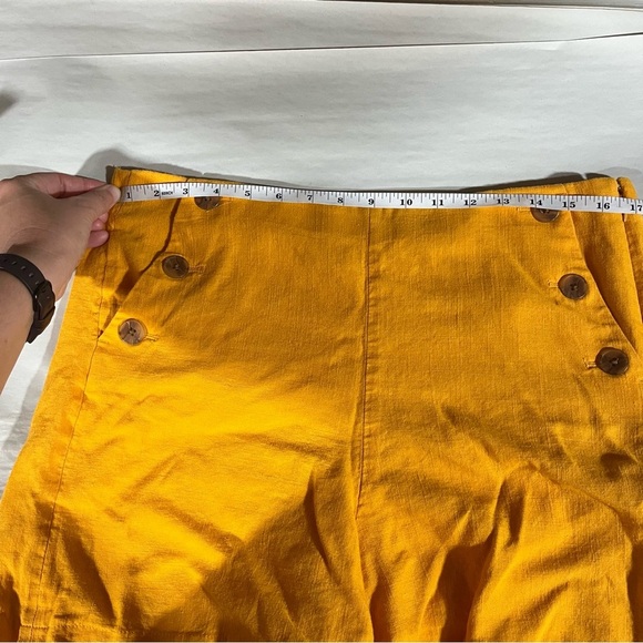 J. Crew High Waist Yellow Gold Shorts Buttons Nautical Linen Blend - Picture 8 of 10